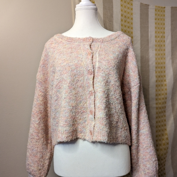 Multi-knit pastel cardigan size large - Picture 2 of 5